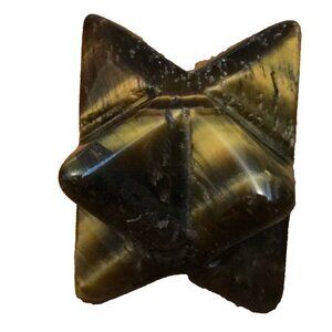TIGER EYE GEMSTONE 8-POINT MERKABA STAR 3D BROWN MEDITATION SPIRITUAL 5/8"x5/8"